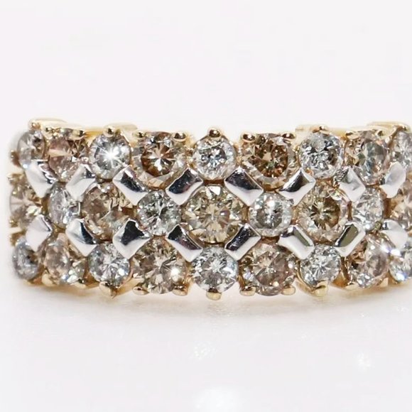 Champagne and White Diamond 10k Yellow Gold Cluster Ring 1.00ctw Sz 7 ~SEE VIDEO - Picture 5 of 6